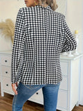 Purpdrank Women's Elegant Houndstooth Print Blazer - Long Sleeve, Button Front, Lapel Style, Perfect for Office and Work