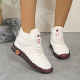 Women's Solid Color Casual Boots, Buckle Soft Sole Platform High-top Walking Shoes, Round Toe Comfort Winter Boots fall