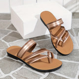 Purpdrank Lightweight Metallic Casual Slide Sandals - Women's Flat Summer Shoes, Clip Toe