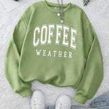 Purpdrank Coffee Print Pullover Sweatshirt, Casual Long Sleeve Crew Neck Sweatshirt For Fall & Winter, Women's Clothing