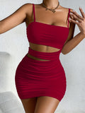 Purpdrank Trendy Y2K Inspired Solid Hollow Bodycon Cami Dress - Women's Sexy Spaghetti Dresses for Spring & Summer - Body Hugging, Mini Length, Sleeveless, V Neckline, Backless, Perfect for Outdoor Events and Casual Gathering