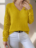 Elegant Hollow-Out Knit Pullover Sweater - 100% Acrylic Middle-Eastern Style Crew Neck Solid Color All Season Top