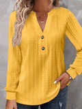 Purpdrank Plus Size Womens Soft Cable Knit Top with Trendy Button Detail - V Neck, Long Sleeve, Slight Stretch for Casual Comfort