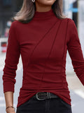 Purpdrank High Neck Slim Fit Polyester Turtleneck Top - Soft, Stretchy, and Breathable for All Seasons - Machine Washable, Casual Long Sleeve Shirt for Women