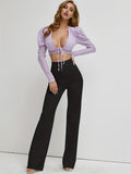 Chic Womens High Waist Solid Straight Leg Pants - Comfortable Work to Weekend Wear - Figure-Sculpting, Timeless hues, Everyday Essential