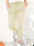 Long Length Drawstring Pants, Casual Solid Women's Clothing With Pockets