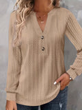 Purpdrank Plus Size Womens Soft Cable Knit Top with Trendy Button Detail - V Neck, Long Sleeve, Slight Stretch for Casual Comfort