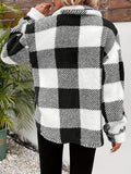 Purpdrank Cozy Plaid Faux Fur Fuzzy Coat - Stylish Button Front Long Sleeve Warm Outerwear - Designed for Womens Fall & Winter Fashion