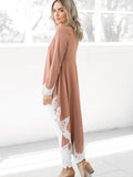 Stunning Lace Round Neck Long Sleeve Dress - Elegant, Loose, Stylish, and Irregular Hem Design - Perfect for Wedding, Engagement, Party, and Ceremony Occasions