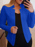 Stylish Solid Open Front Long Sleeve Blazer - Elegant, Slim-Fitting, Work-Ready Office Outerwear for Women - Perfect for Business Casual Events and Daily Wear