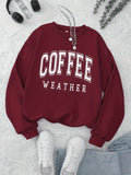 Purpdrank Coffee Print Pullover Sweatshirt, Casual Long Sleeve Crew Neck Sweatshirt For Fall & Winter, Women's Clothing