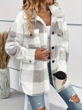 Cozy Plaid Fuzzy Jacket - Warm Long Sleeve Outerwear with Button Front, Casual Winter Coat for Women - Perfect for Fall and Winter Season