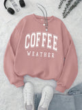 Purpdrank Coffee Print Pullover Sweatshirt, Casual Long Sleeve Crew Neck Sweatshirt For Fall & Winter, Women's Clothing