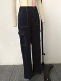 Y2K Vintage & Kpop Bootcut Cargo Pants for Women - All-Season, Cotton Blend, Street Style with Square Pockets & Washed Detail Khaki