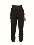 Comfy Chic Women's Ruched Jogger Pants - Versatile Flap Pockets, Elastic Waist for Casual Wear & Everyday Outfits