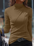 Purpdrank High Neck Slim Fit Polyester Turtleneck Top - Soft, Stretchy, and Breathable for All Seasons - Machine Washable, Casual Long Sleeve Shirt for Women