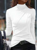 Purpdrank High Neck Slim Fit Polyester Turtleneck Top - Soft, Stretchy, and Breathable for All Seasons - Machine Washable, Casual Long Sleeve Shirt for Women