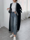 Purpdrank Urban Loose Contrast Color Striped Cardigan Coat