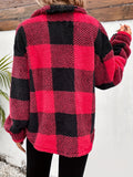 Purpdrank Cozy Plaid Faux Fur Fuzzy Coat - Stylish Button Front Long Sleeve Warm Outerwear - Designed for Womens Fall & Winter Fashion