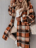 Plus Size Plaid Print Pocket Coat - Relaxed-Fit Casual Hooded Long Sleeve Outwear for Women - Perfect for Spring & Fall Transitional Seasons