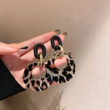 New Acrylic Geometric Leopard Circle Dangle Drop Earrings Korean Statement Earring for Women Girls Party Jewelry Gift