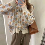 Purpdrank - Autumn Cardigan Women Sweet Knitted Sweater Cozy Preppy Ulzzang Cute Holiday Loose Knitwear Coat Thickened Pull Femme