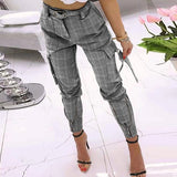 Purpdrank - Women Casual Solid Cargo Pants Spring Summer High Waist Office Lady Long Pants New Fashion Zipper Trousers Streetwear