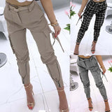 Purpdrank - Women Casual Solid Cargo Pants Spring Summer High Waist Office Lady Long Pants New Fashion Zipper Trousers Streetwear