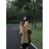 cold weather outfits Elegant Suit Collar Woolen Coat Women's Winter Retro Loose Long Woolen Coat