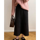 outfit inspo winter Women's Mid-Length Wool Knitted Skirt Autumn and Winter Straight Skirt Super Nice Wool Sheath Straight Skirt