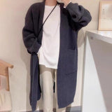 winter fits Autumn and Winter Korean Style Thick Wool Long Knitted Cardigan Women's Solid Color Loose Temperament Buckle-Free Sweater Coat