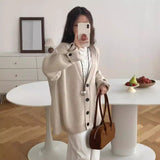 joker costume female outfit Lazy Style V-neck Soft Glutinous Sweater Coat Women's Autumn and Winter Loose Large Casual Knitted Cardigan Top