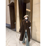 cold weather outfits Winter Lamb Wool Long Coat Coat Women's Loose round Neck Thickened Double Breasted Korean Style Warm Fur Integrated