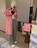 cold weather outfits Korean Style Thick Needle Pineapple Pattern Sweater Cardigan Loose over-the-Knee Sweater Mid-Length Elegant Wool Coat Women's Top