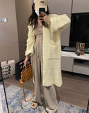 cold weather outfits Korean Style Thick Needle Pineapple Pattern Sweater Cardigan Loose over-the-Knee Sweater Mid-Length Elegant Wool Coat Women's Top