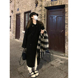 cold weather outfits Winter Lamb Wool Long Coat Coat Women's Loose round Neck Thickened Double Breasted Korean Style Warm Fur Integrated