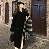 cold weather outfits Winter Lamb Wool Long Coat Coat Women's Loose round Neck Thickened Double Breasted Korean Style Warm Fur Integrated