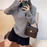 cold weather outfits Women's Half Turtleneck Bottoming Shirt Autumn and Winter Inner Wear Lazy Style Sweater High-Grade Soft Glutinous Loose Knitted Top