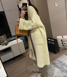 cold weather outfits Korean Style Thick Needle Pineapple Pattern Sweater Cardigan Loose over-the-Knee Sweater Mid-Length Elegant Wool Coat Women's Top