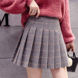 throwback thursday outfits spirit week Woolen Short Skirt Plaid A- line Skirt Women's Autumn and Winter Elastic Korean Style Skirt High Waist Slimming Pleated Skirt