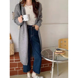 black sweater dress outfit Knitted Cardigan Women's Spring and Autumn Simple Lazy Style Loose Mid-Length over-the-Knee Sweater Coat Top