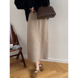 outfit inspo winter Women's Mid-Length Wool Knitted Skirt Autumn and Winter Straight Skirt Super Nice Wool Sheath Straight Skirt