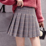 throwback thursday outfits spirit week Woolen Short Skirt Plaid A- line Skirt Women's Autumn and Winter Elastic Korean Style Skirt High Waist Slimming Pleated Skirt