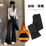 fashion outfits High-Grade Casual Pants for Women Autumn and Winter Low Waist Slim Fit Comfortable Fashion Single Pants Fleece-lined Suit Pants