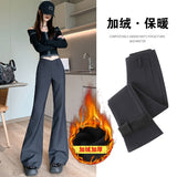 fashion outfits High-Grade Casual Pants for Women Autumn and Winter Low Waist Slim Fit Comfortable Fashion Single Pants Fleece-lined Suit Pants