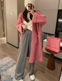 Purpdrank cold weather outfits Korean Style Thick Needle Pineapple Pattern Sweater Cardigan Loose over-the-Knee Sweater Mid-Length Elegant Wool Coat Women's Top