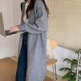 black sweater dress outfit Knitted Cardigan Women's Spring and Autumn Simple Lazy Style Loose Mid-Length over-the-Knee Sweater Coat Top