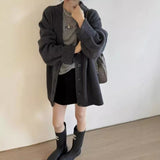 joker costume female outfit Korean Style Loose Lazy Style Thickened Mid-Length Cashmere Cardigan Women's Autumn and Winter plus Size V-neck Pure Wool Knitted Coat