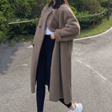 cold weather outfits Chubby Girl plus Size Autumn and Winter Lamb Plush Loose Thickened Double-Breasted Mid-Length Overcoat Coat for Women