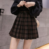 throwback thursday outfits spirit week Woolen Short Skirt Plaid A- line Skirt Women's Autumn and Winter Elastic Korean Style Skirt High Waist Slimming Pleated Skirt